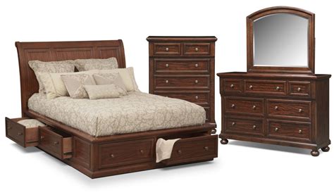 Hanover 5 Piece Queen Storage Bedroom Set Plus Free Chest Cherry Cheap Bedroom Furniture