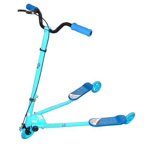Kids 3 Wheel Tri Motion Winged Push Scooter Blue Slider Drifter Flicker