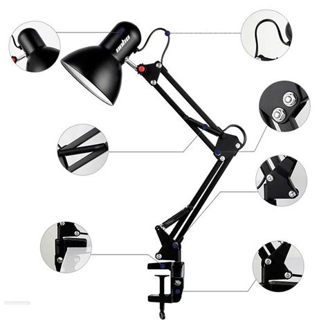 Metal Swing Arm Desk Lamp Interchangeable Base Clamp Table Lamp Multi