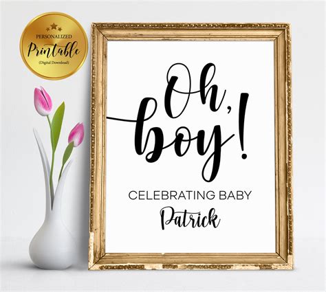 Oh Boy Baby Shower Sign Baby Shower Printables Oh Boy Sign Etsy