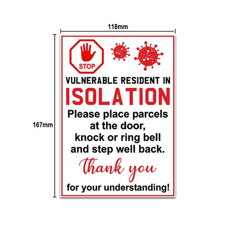 10pc Self Isolation Bacterial Front Door Sticker Sign Wall Sticker