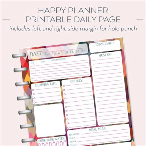 HAPPY PLANNER PRINTABLE Daily Planner Refills Inserts 7 X Etsy