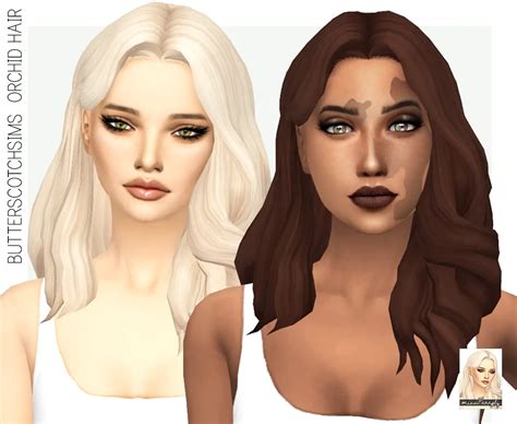 Sims 4 Hairs Miss Paraply Butterscoth`s Orchid Hair Retextured