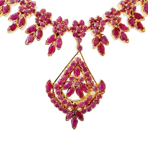 Ruby Necklace And Earrings Set 925 Sterling Silver Gold Coated Etsy