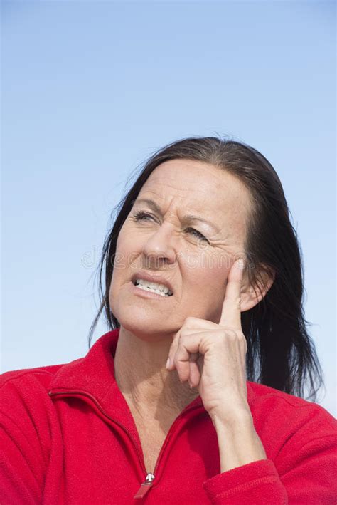 Worried Mature Woman Wrinkled Forehead Stock Image Image Of Mature