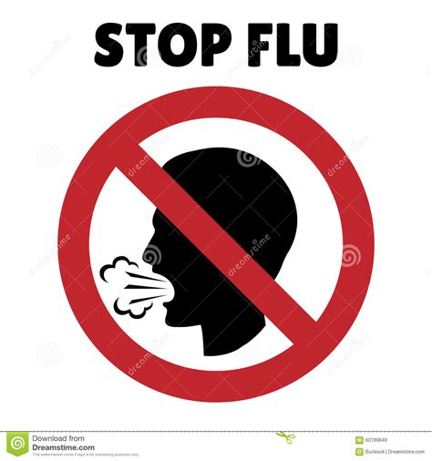 Stop Flu Sign Coughing Man In Prohibition Frame Stock Vector