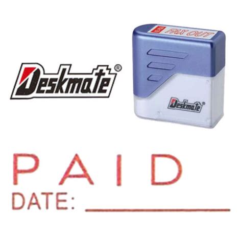 Paid Date Deskmate Red Pre Inked Self Inking Rubber Stamp Ke P09