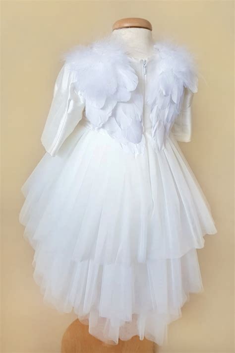 Ivory Silver Angel Beautiful Angel Dress With Feather Wings