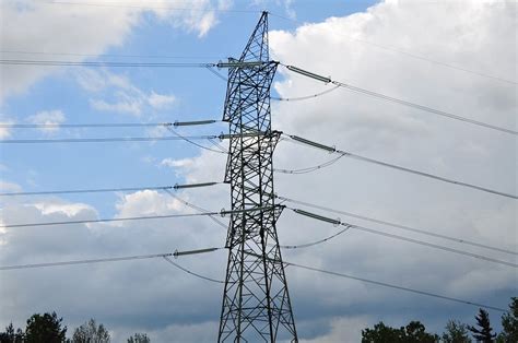 Electricity Pylons Steel Truss Structures Supporting Overhead Power Lines