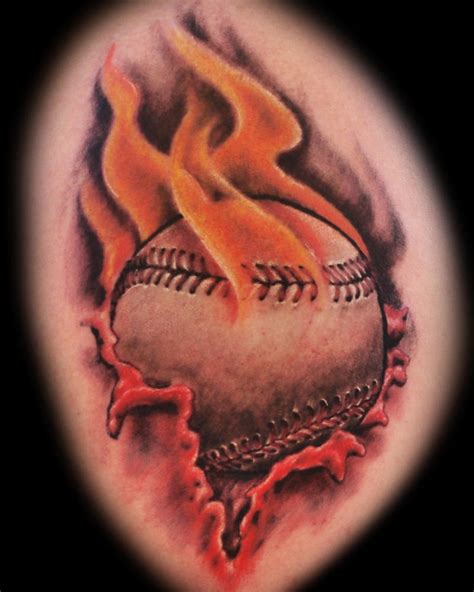 Https://tommynaija.com/tattoo/flaming Baseball Tattoo Designs