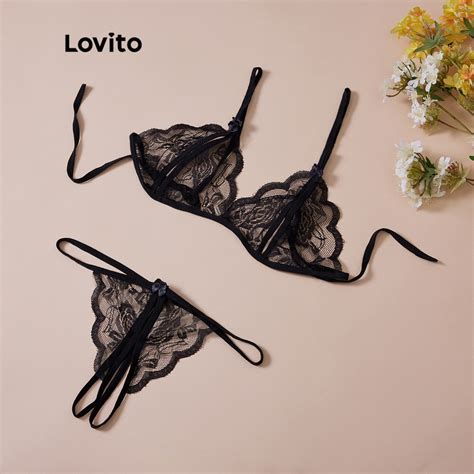 Kol S Pick Lovito Sexy Lace Up Lingerie Sets L12084 Black White Shopee Philippines