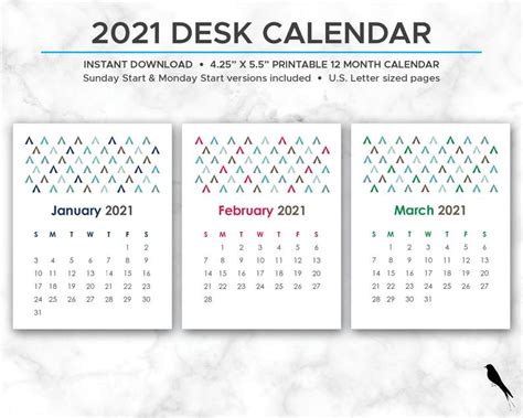 Each month on a separate page with a room for notes. 2021 Printable Desk Calendar Cute 12 Month Printable | Etsy