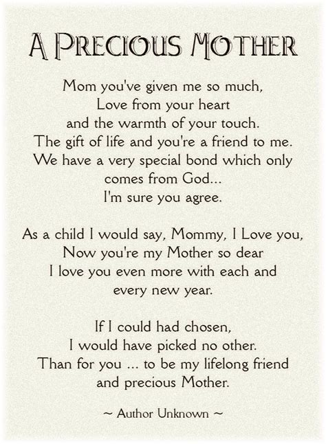 a poem written in black and white with an image of a mother s love