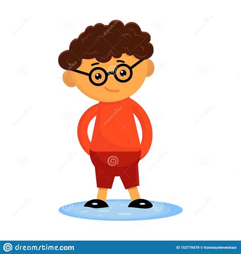 Maybe you would like to learn more about one of these? Cute Curly Boy In A Glasses Standing In A Puddle With His ...