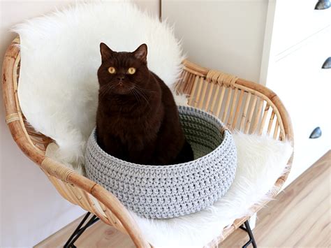 Double Cat Bed Modern Crochet Cat Bedding Cotton Pet Cave Etsy