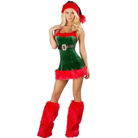 Hot Sale Sexy Cosplay Christmas Party Dress Women T Sexy Skirt Christmas Hat Hollween Ladies