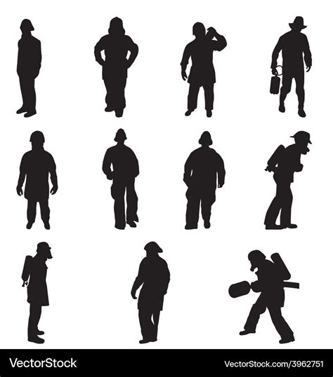 Firefighter Silhouettes Royalty Free Vector Image