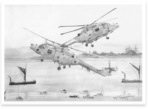 Royal Navy Lynx Display Team By Mark Littlejohn Ltd Edition Military Art