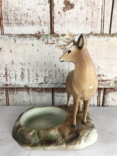 Antique Deer Ashtray Chalk Ware Souvenir Buck Vintage Ashtray Etsy