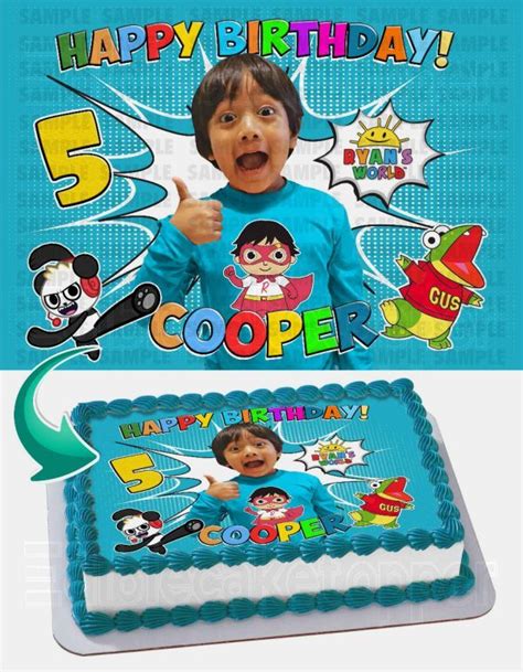 Find & download free graphic resources for birthday. Ryan's World Edible Image Cake Topper Personalized ...