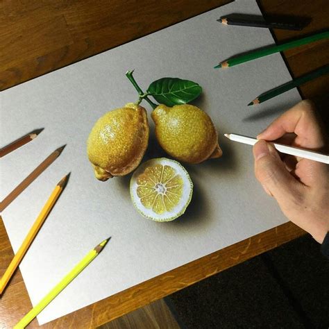 Set realistic ripe tropical fruits half and vector. Realistic colored pencil lemon | Kleurpotlood kunst ...