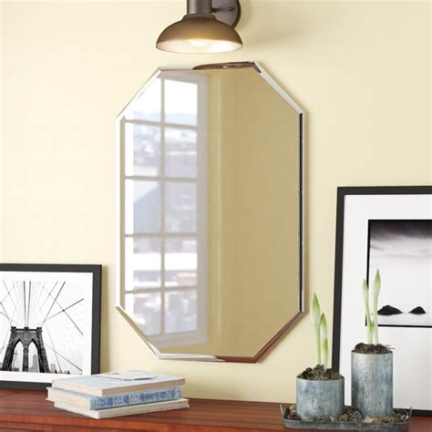 Frameless octagon scallop bathroom and wall mirror. House of Hampton Fontinella Octagon Frameless Wall Mirror ...