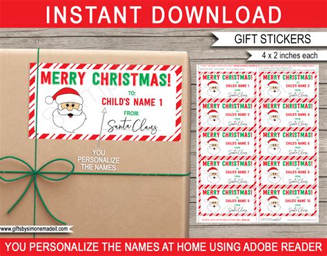 Christmas T Labels Template Printable T Tags From Santa Claus