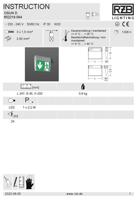 Rzb Lighting Gsun D Instruction Manual Pdf Download Manualslib