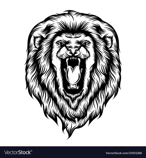 Lion Head Opened His Mouth Royalty Free Vector Image