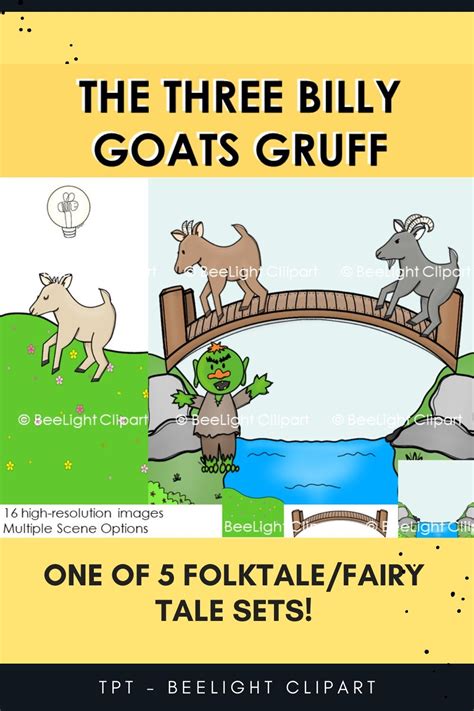 the three billy goats gruff one of 5 folktale fairy tale sets
