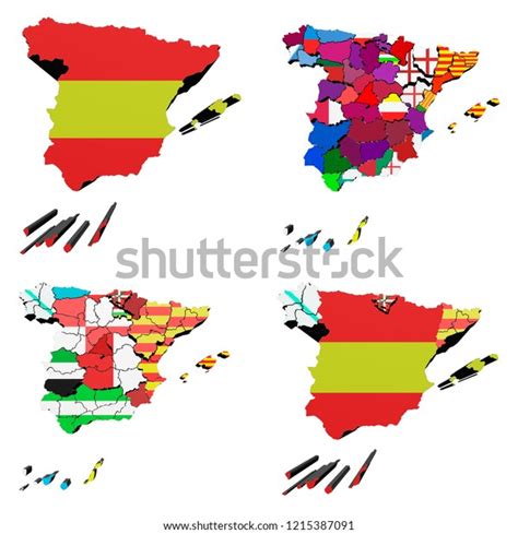 Map Spain Flags Both Spain Provinces 스톡 일러스트 1215387091