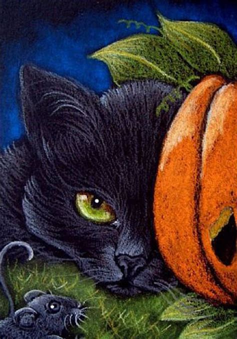Black Cat Halloween Par Cyra R Cancel Black Cat Art Cat Art