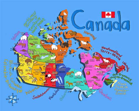 Fun Map of Canada for Kids with Animals | Canada for kids, Map of canada for kids, Map of canada