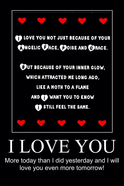 I Love You Poem With Red Hearts On Black Background And White Frame In