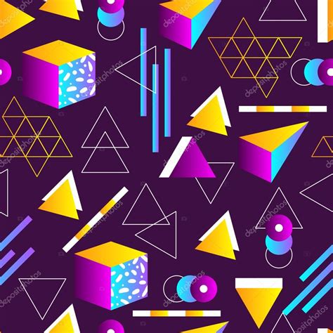 Seamless Geometric Pattern In Retro 80s Style Doodle