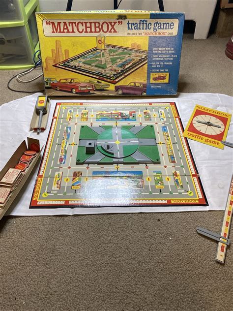 Vintage 1968 Matchbox Traffic Game In Great Shape Nice Clean Box And Game