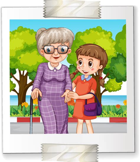 A Photo Of Granny And Her Niece On White Backgound 6349311 Vector Art