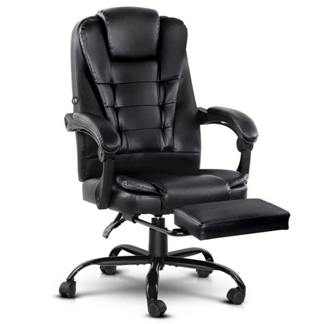 Artiss Massage Office Chair PU Leather Recliner Computer ...