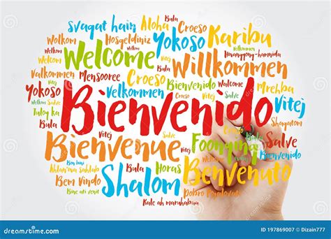 Bienvenido Welcome In Spanish Word Cloud With Marker In Different