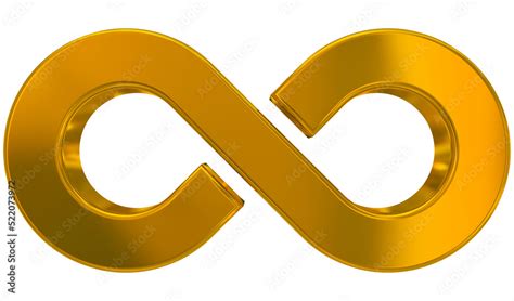 Infinity Symbol 3d Golden Isolated On White Background 3d Rendering