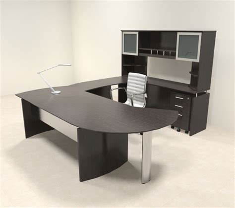 6pc Modern Contemporary U Shaped Executive Office Desk Set Mt Med U15