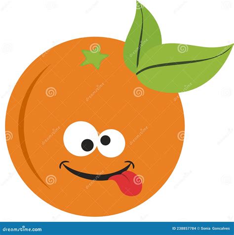Cute Fresh Orange With Funny Face Stock Vector Illustration Of
