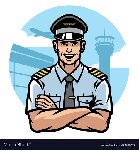 Pilot Smiling And Crossing The Arms Vector Image On Vectorstock Artofit