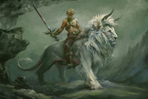 Warrior Sitting On A Horned Lion By Andrew Ryan