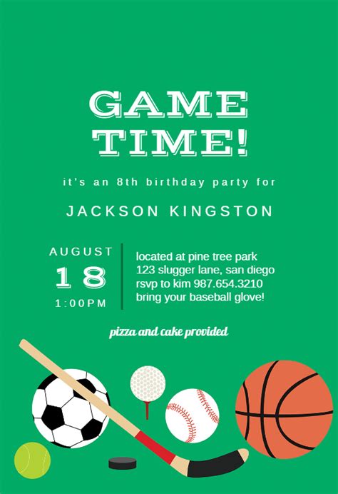 multi sports sports games invitation template