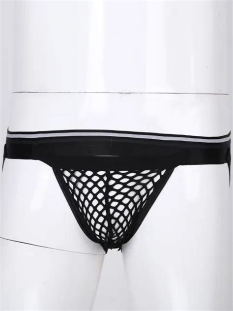 Men Pouch Lingerie Underwear Mesh Briefs Open Butt Jockstraps G String