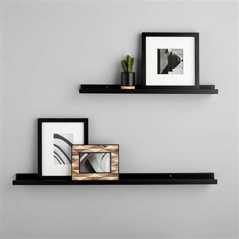 Unique Long Black Wall Shelf Floating Set