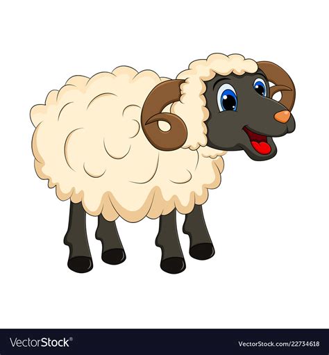 Download Cartoon white ram design isolated on white Vector Image