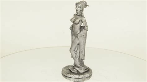 Geisha Nude Erotic Figure Naked Girl Metal Sculpture Collection 54mm Miniature Tin Toy