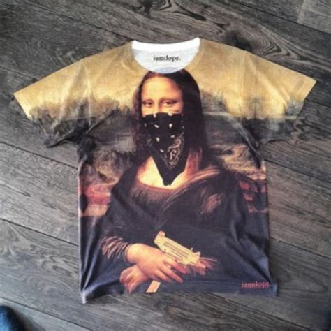 Shirt Gangsta Mona Lisa Joconde T Shirt Top Art Iamdope Wheretoget
